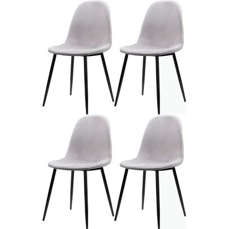 Chaise Pieds Noirs 4 Packs Gris