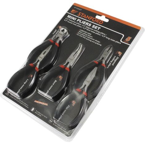 STANFORD jgo 5 alicates mini surtidos c/ vanadio , Juego de 5 Alicates mini Stanford. - Completo juego de alicates mini, ideal para trabajos de precisión como electrónica, bricolaj (1/2)