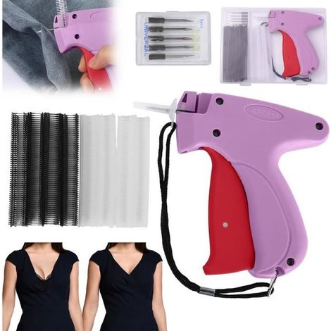 (Rose et Rouge)Etiqueteuse de Vêtement, Réparateur de Vetement Prix Etiquette Pistolet avec 5 Aiguilles, 500 Attaches Micro Blanc et 500 Noir, Roug (1/4)
