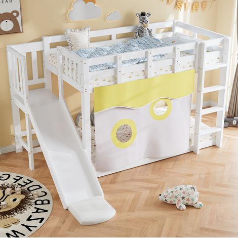 Letto a Castello 90x200 cm con Struttura in Legno Bianco (1/5)