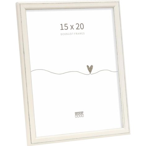 Cadre photo finition blanc bois pour format 15x20 cm style campagnard S236F1 accrocher ou poser (1/5)
