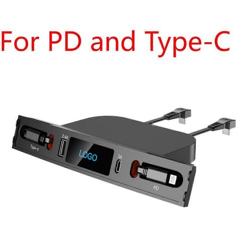 Chargeur rapide USB Type-C PD 27 W compatible avec la Model 3 Y, doté d'une fonction d'extension USB rétroéclairée par LED et compatible avec la console centrale. (1/5)