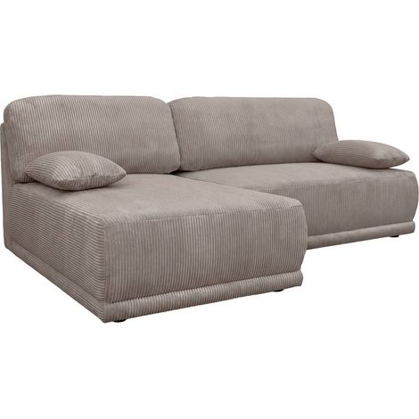 sweeek - 3-Sitzer Ecksofa mit Schlaffunktion, Cordbezug und Stauraum, Ecke links, Cord, Taupe (1/5)