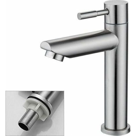 Kaltwasser-Waschtischarmatur, robuste Kupfer-Chrom-Oberflächenarmatur, Handwaschbeckenarmatur, herausnehmbare Strahlreglerkartusche, leicht zu reinigen oder auszutauschen (1/5)
