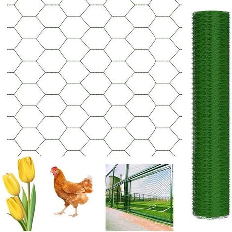 Hexagonal Grating - DAYPLUS - Hexagonal - 1 m x 25 m - Green PVC Coating - Thickness 0.7 mm