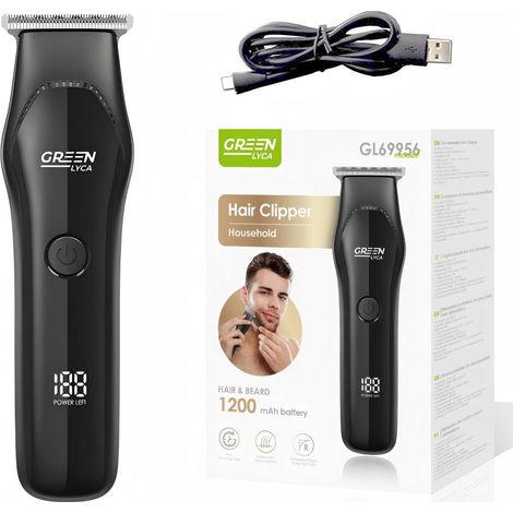 Tondeuse à cheveux Green LYCA GL69956 noire avec écran LED et batterie 1200 mAh pour une coupe précise