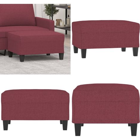 Repose-pied Rouge bordeaux 70x55x41 cm Tissu - Tabouret - Repose-pied - Coussin - Meuble Salon - Décor Intérieur - Home & Living (1/5)
