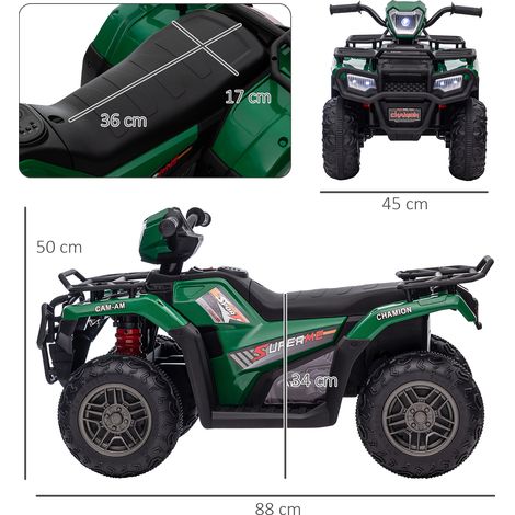 Elektrisches Quad für Kinder ab 3 Jahren, Geschwindigkeit 4 km/h, LED-Scheinwerfer, Musikplayer, schwarz und grün, Abmessungen 88 x 45 x 50 cm (1/5)