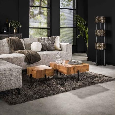 Industrial Coffee Tables Sipper Set of 2 Acacia Wood (1/4)