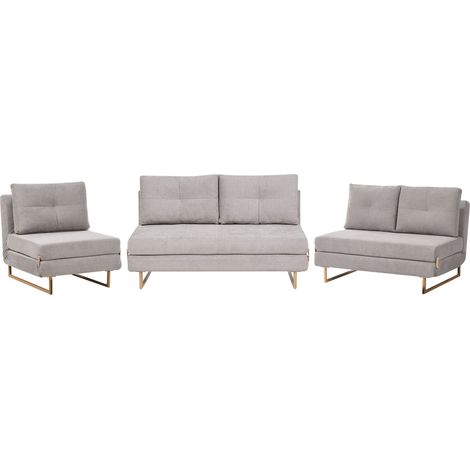 Living Room Set 6 Seater JERSLEV Fabric Grey (1/5)