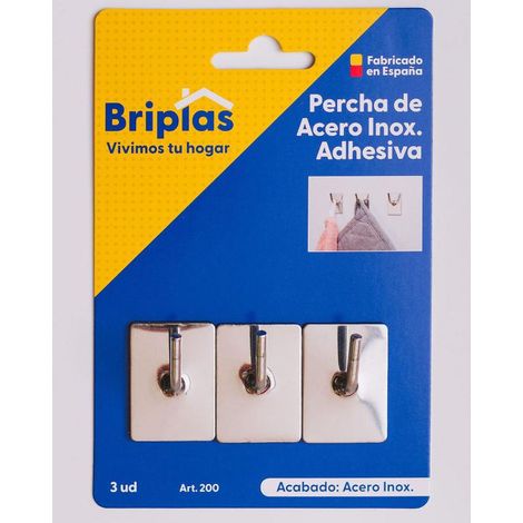 FPLUS briplas colgador cocina inox adhesivo 3 u ganchos en v  200 (1/2)