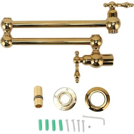 Robinet de Remplissage de Marmite, Robinet de Cuisine Mural en Cuivre Pliant Extensible Simple Robinet Froid avec Bras Oscillant à Double Articulation Robinet D'évier à Bras Oscillant(Titane) (1/4)