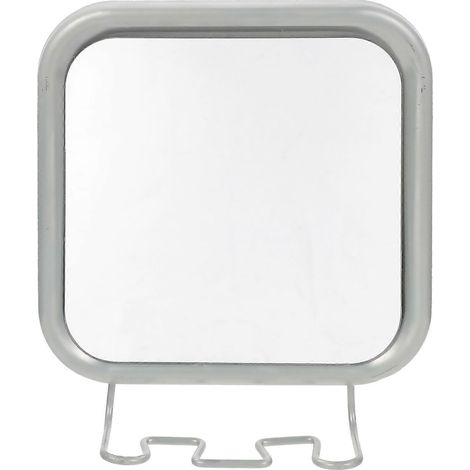 Miroir de salle de bain sans perçage, miroir de rasage à ventouse avec crochet-17X15.5X4CM-Silver