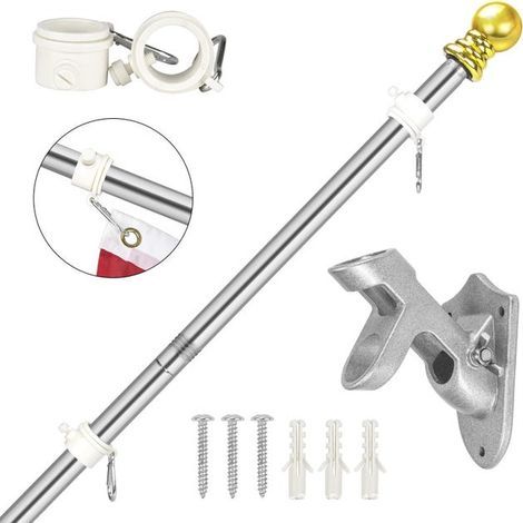 1.8 meter stainless steel flagpole with stand, ideal for outdoor parties and indoor decoration. (1/5)