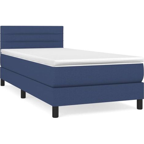 Cadre de lit en tissu, matelas inclus, bleu, 80 x 200 cm (1/5)