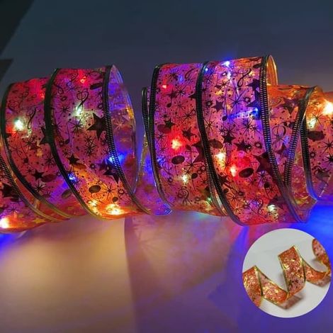 Guirlande lumineuse pour sapin de Noël, 4 m, 40 LED, à piles, minuterie, 8 modes, pour sapin de 1,8 à 2,4 m/Nouvel An, ruban rouge, multicolore (1/3)