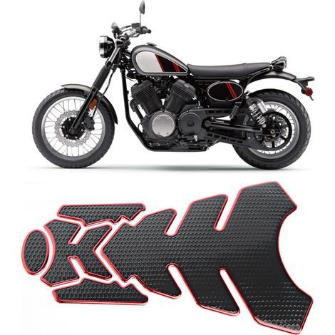 Autocollants 3D pour réservoir de moto, coloris noir et rouge/bleu, compatibles avec les motos Yamaha et Kawasaki. (1/5)