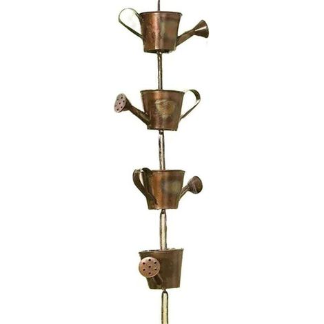 Bardusch-Chaîne pluie métal décorative 90 cm avec adaptateur, cadeau jardin pour maman, récepteur gouttière (1/4)