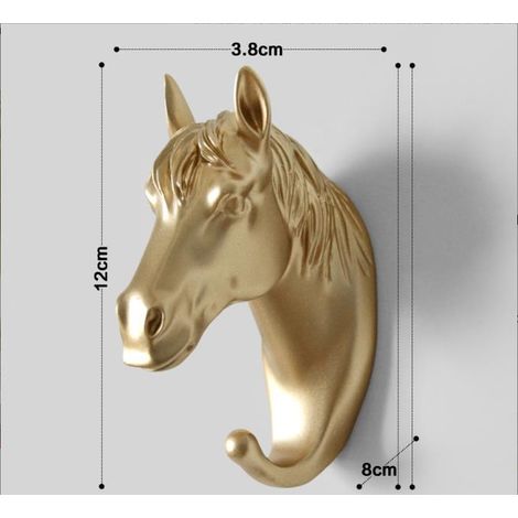 Crochet de tête de cheval monobloc tenture murale décorative crochet invisible multifonction domestique (or)-3.8812cm