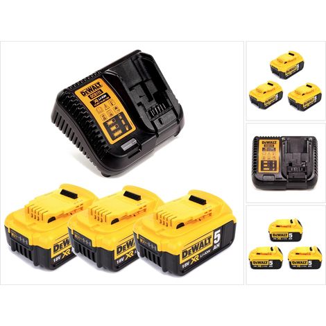 3 x Dewalt DCB184 5.0ah 18v XR Lithium Ion Battery + DCB115 Charger (1/5)
