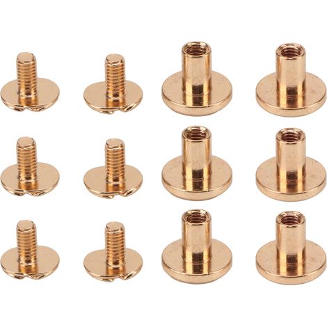 120 vis à relier 9 x 8 mm, revêtement uniforme, couleur durable, surfaces lisses, vis Chicago à tête plate, vis à tige dorées (1/5)