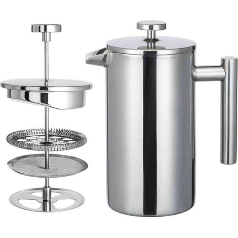 Cafetière à piston en acier inoxydable de 350 ml avec filtre à café et thé (1/5)