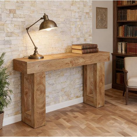 Consolle da ingresso in stile rustico, versatile per soggiorno e corridoio, con piedini stabili, legno marrone (1/5)