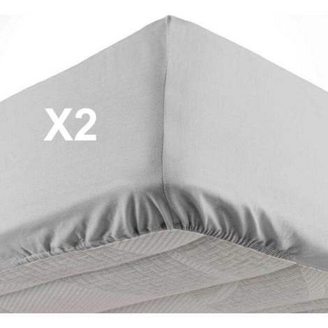 Lot de 2 draps housse 140 x 190 cm – Bonnet 30 cm – Microfibre gris – Toucher peau de pêche pour confort optimal – Cdaffaires (1/3)