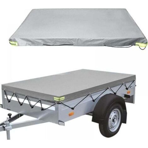 Flat trailer cover - 214x122x10cm - 420 D - Dustproof - For 750 kg trailer - Gray (1/4)