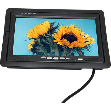 Moniteur de caméra de recul avec écran pivotant, 2 entrées AV, moniteur LCD couleur TFT 7 pouces pour caméra de surveillance DVD de voiture (1/5)