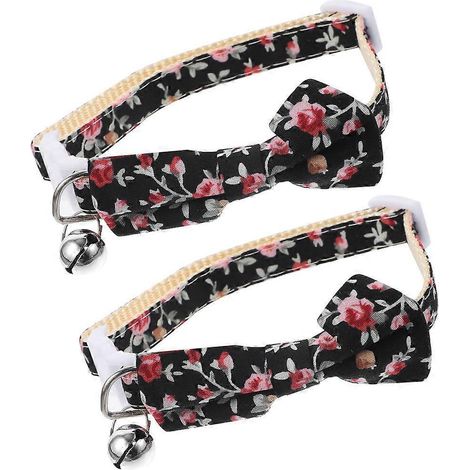 Lindo collar para gato con cascabel y pajarita, ajustable, paquete de 4 unidades. (1/5)