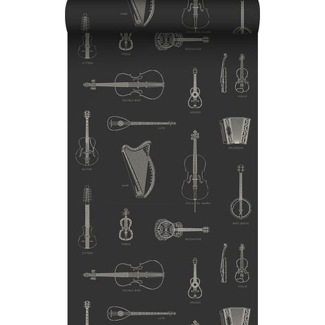 papier peint instruments de musique noir  - Origin Wallcoverings (1/5)