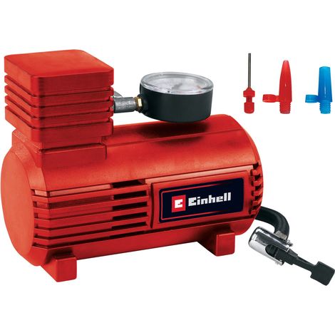 Einhell Compresseur de voiture CC-AC 12V (12 V, Pression : 18 bar, Manomètre intégré,Tuyau à compression avec valve pour pneus) Livré avec 3 adaptateurs (1/5)