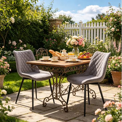 Lot de 2 chaises de salle à manger en cuir régénéré gris foncé, dossier ergonomique, pieds métal et patins antidérapants, CHICFURN (1/5)