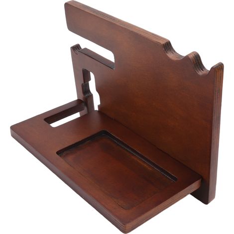 Station d'accueil multifonctionnelle en bois pour téléphone, montre, lunettes, clés et bijoux. Support de rangement de bureau. (1/5)