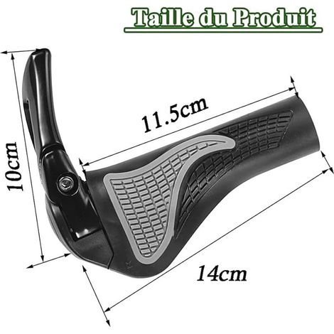 Poignées de Guidon de Vélo Ergonomique, 1 Paire Poignées VTT Antidérapant en Caoutchouc et Aluminium Corne Grip de Vélo Poignée pour Bike Vélo VTT Bicyclette