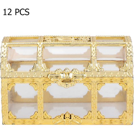 Lot de 12 boîtes dorées pour dragées et chocolats, décoration mariage anniversaire, faveurs de table or. (1/5)
