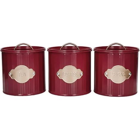 KitchenCraft Burgundy Tea, Coffee and Sugar Set (1/5)