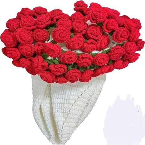 Couverture de bouquet de fleurs, couverture surprise en crochet, faite à la main, pour la fête des mères, anniversaire, décoration d'intérieur (110 cm) (1/5)
