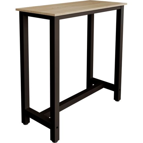 Mesa alta  Patas de metal  100x100x40cm  Barra de cocina  Modelo Ani  Negro y Sonoma