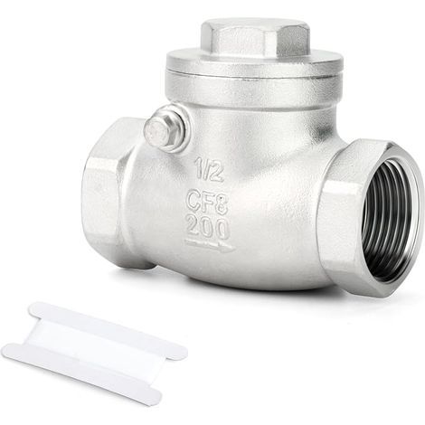 Clapet anti-retour en acier inoxydable 304 1/2" BSP, filetage femelle x femelle, évite les risques de fuite (1/5)