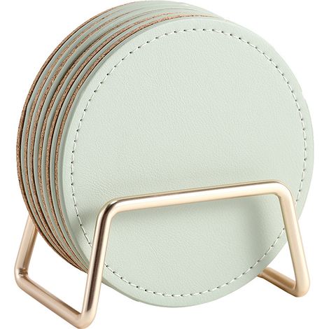 Posavasos, aptos para todo tipo de tazas, 10 cm, ideales para la decoración de la oficina y el hogar (verde, juego de 6) (1/5)
