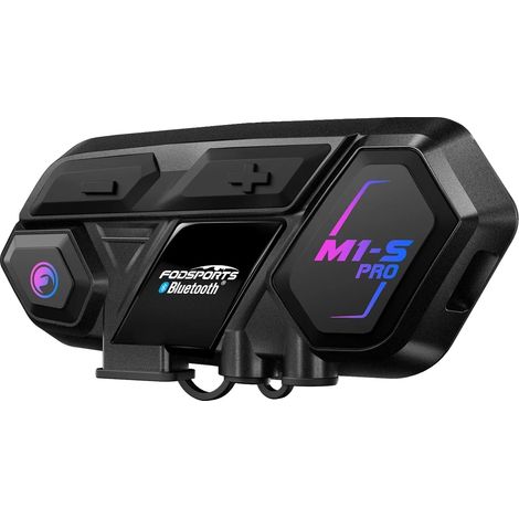 Intercomunicador Bluetooth para motocicleta, alcance de 2000 m, soporte multilingüe, resistente al agua IP65, batería de 900 mAh, tecnología de reducción de ruido. (1/5)