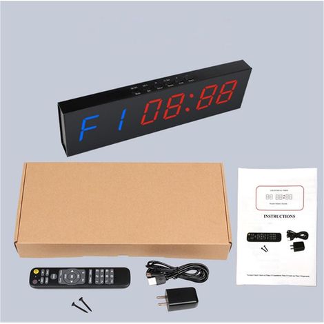 Grande horloge LED numérique surdimensionnée 1.8 "6 chiffres LED minuterie d'intervalle compte à rebours/haut horloge chronomètre minuterie d'entraînement for Garage maison Gym Sport entraînement Étag (1/5)