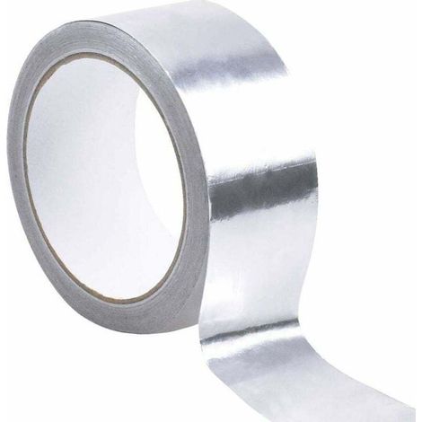 Nastro in alluminio argentato - 1 mm x 50 mm x 20 m, nastro sigillante impermeabile, nastro di rinforzo resistente alle alte temperature per condotti di ventilazione (1/4)