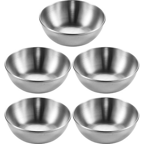 Set di 5 ciotole per salse, ciotole in acciaio inox, ciotole piccole per salse, mini ciotole, ciotole per patatine e salse, set di ciotole per salse (1/5)