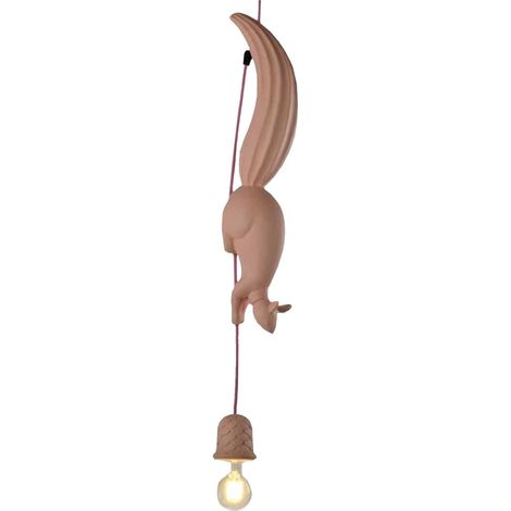 Resin Squirrel Ceiling Light for Children's Room, Mini Animal Pendant Light, Brown (1/4)