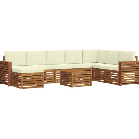 Conjunto de sofás de exterior 9 uds. Natural y Crema vidaXL (1/5)