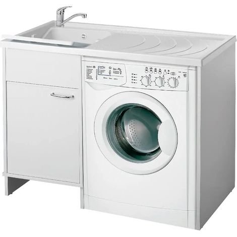 Mobile copri lavatrice 109x60 con lavatoio a sinistra e asse incluso