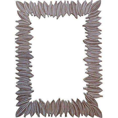 Specchio in legno di mango intagliato, 90H120 cm